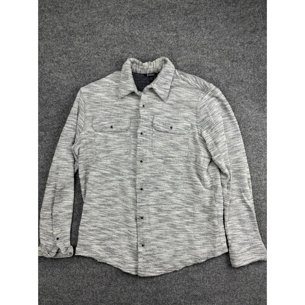 Stoic‎ Shirt Mens Medium Gray Button Down Long Sleeve Casual Textured Pockets